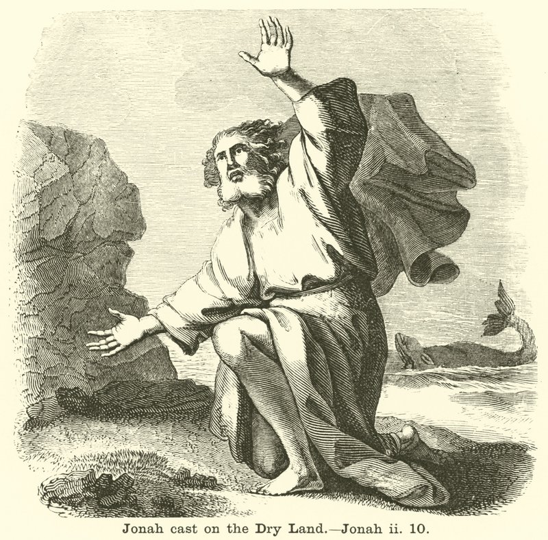 Jonah kastede på det tørre land, Jonah, ii, 10 af English School