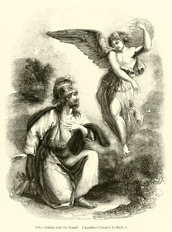 Joshua og englen, Agostino Carracci, Joshua v (gravering) af English School