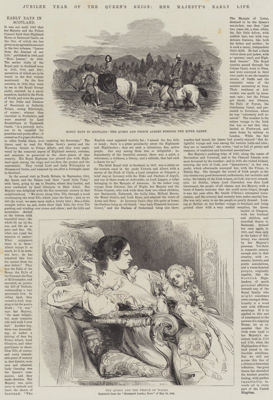 Jubilæumsåret for dronningens regeringstid, hendes majestæts tidlige liv (gravering) af English School