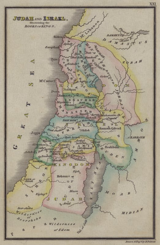 Juda og Israel, illustrerer Kongebøgerne (farvet indgravering) af English School
