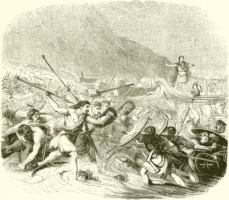 Julius Caesars invasion af Storbritannien af English School
