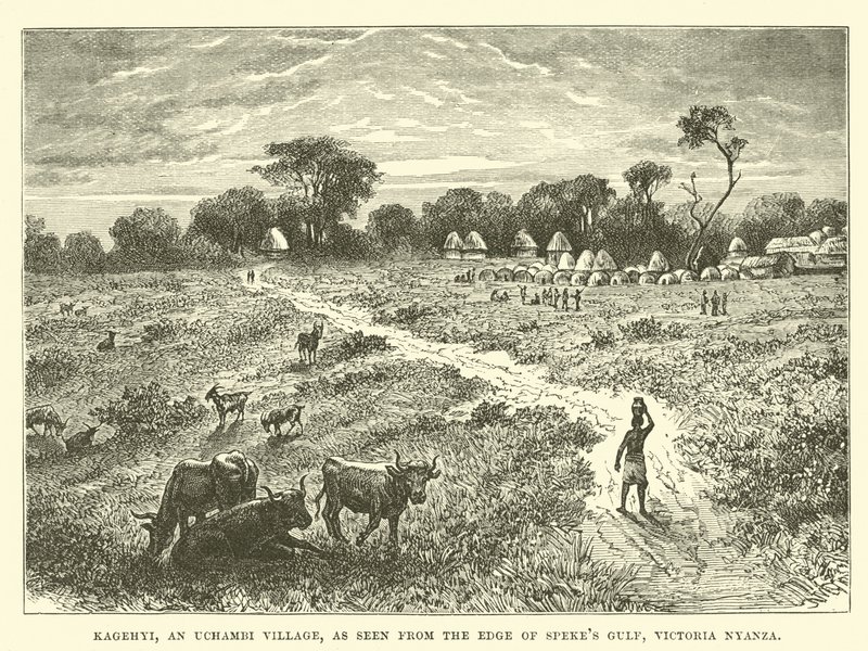 Kagehyi, an Uchambi Village, as seen from the edge of Spekes Gulf, Victoria Nyanza  af English School