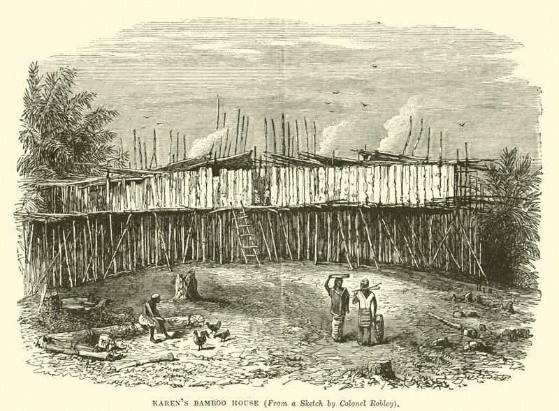 Karens bamboo house  af English School