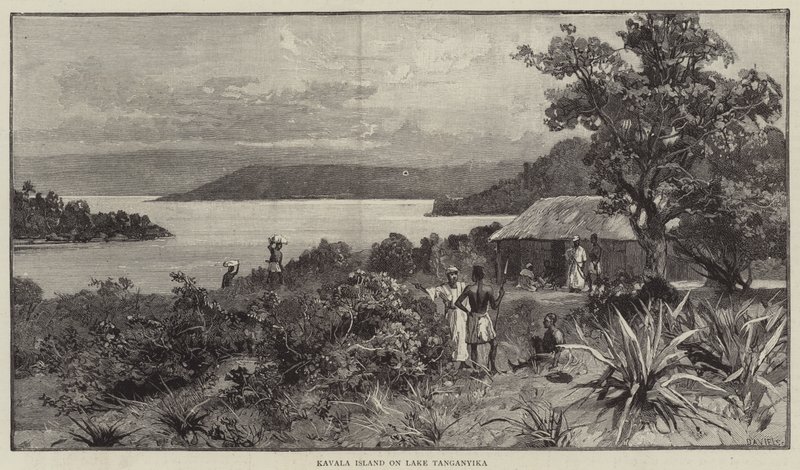 Kavala Island ved Tanganyika-søen (gravering) af English School