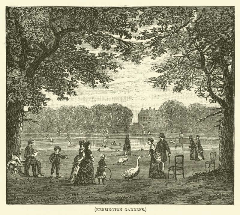 Kensington Gardens (engraving) af English School