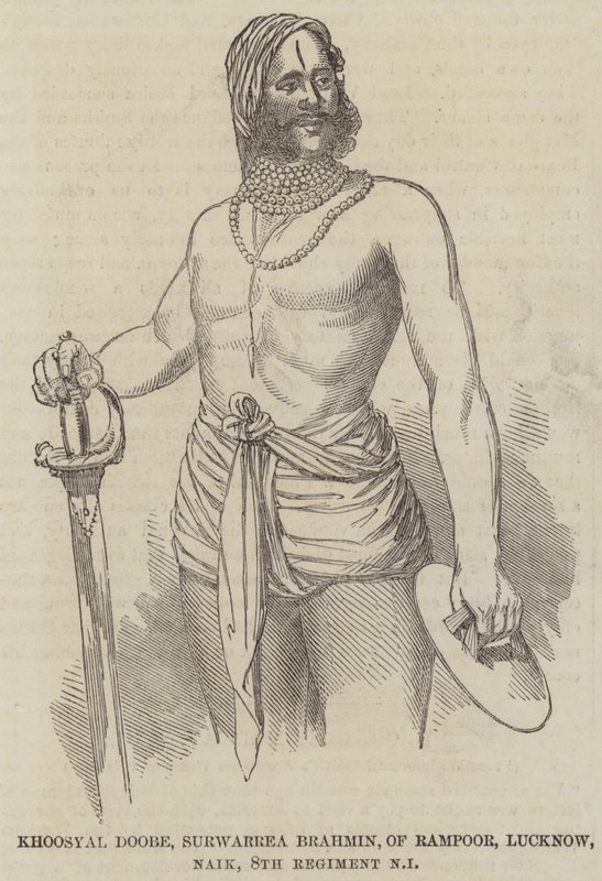 Khoosyal Doobe, Surwarrea Brahmin, af Rampoor, Lucknow, Naik, 8. Regiment Native Infantry (gravering) af English School