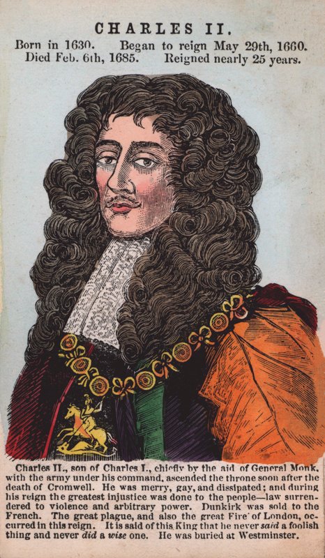 Kong Charles II (farvet gravering) af English School