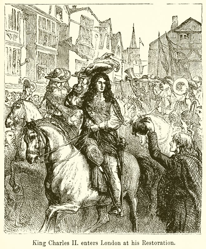 Kong Charles II kommer ind i London ved sin restaurering af English School