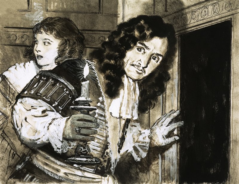 Kong Charles II gemmer sig efter sit nederlag i slaget ved Worcester af English School