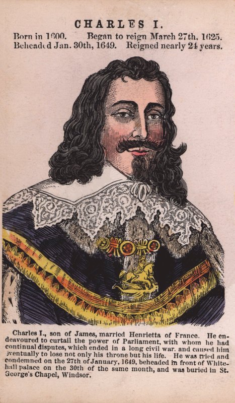 Kong Charles I (farvet gravering) af English School