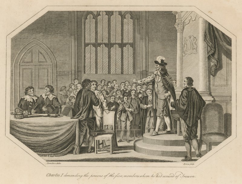 Kong Charles I krævede personerne af de fem medlemmer, som han havde anklaget for forræderi af English School