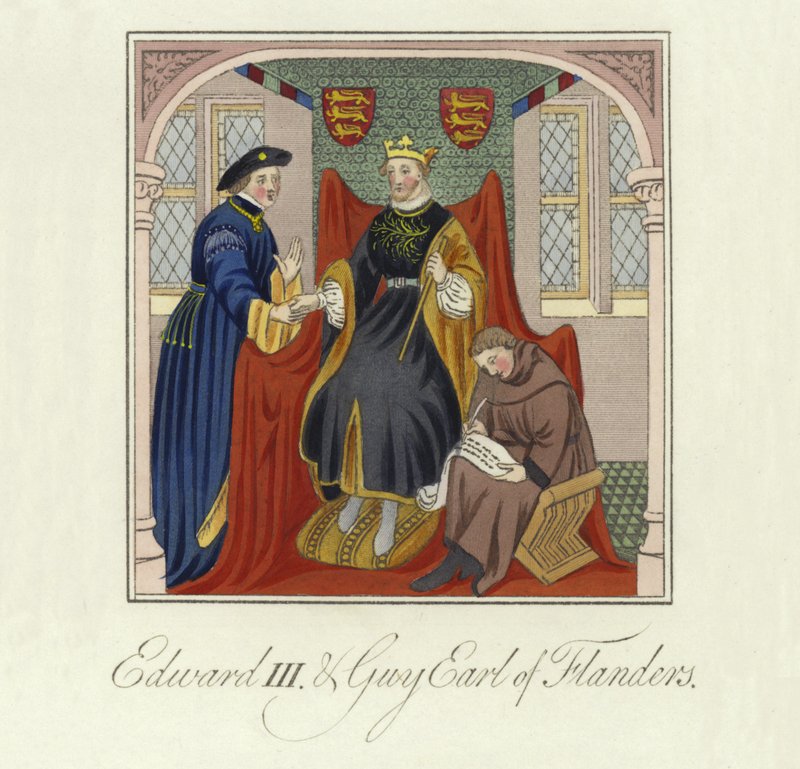 Kong Edward III af England og Guy, greve af Flandern, 14. århundrede af English School