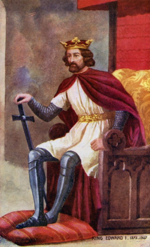 Kong Edward I (farvelitografi) af English School