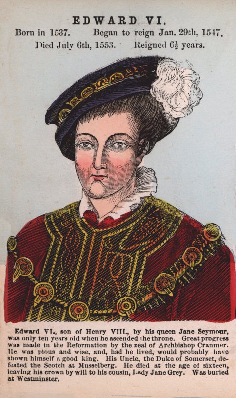 Kong Edward VI (farvet gravering) af English School