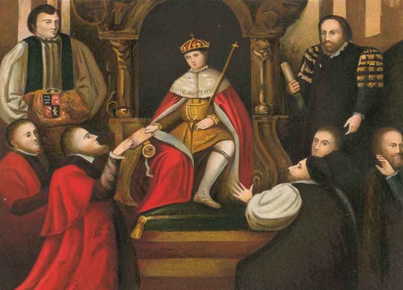 Kong Edward VI bekræfter sin fars gave af Christs Hospital til City of London af English School