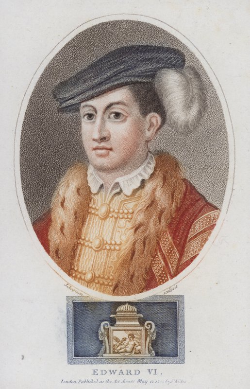 Kong Edward VI af England (farvet gravering) af English School