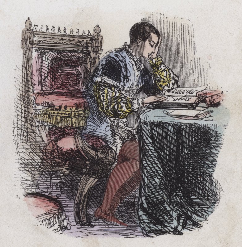 King Edward VI læsning (farvet gravering) af English School