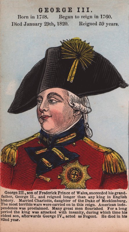 Kong George III (farvet gravering) af English School