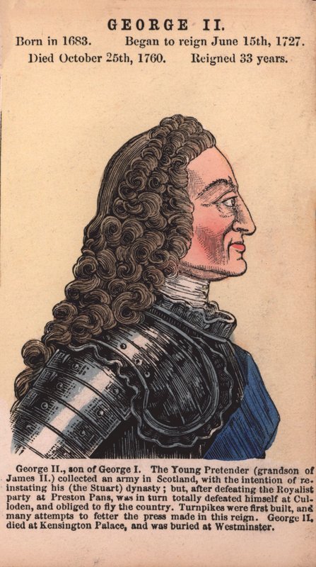Kong George II (farvet gravering) af English School