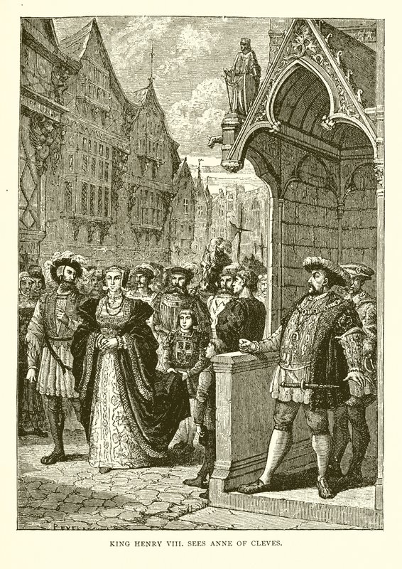 Kong Henry VIII ser Anne af Cleves (gravering) af English School