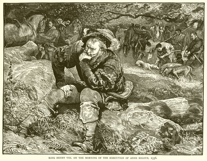 Kong Henrik VIII om morgenen henrettelsen af Anne Boleyn, 1536 af English School