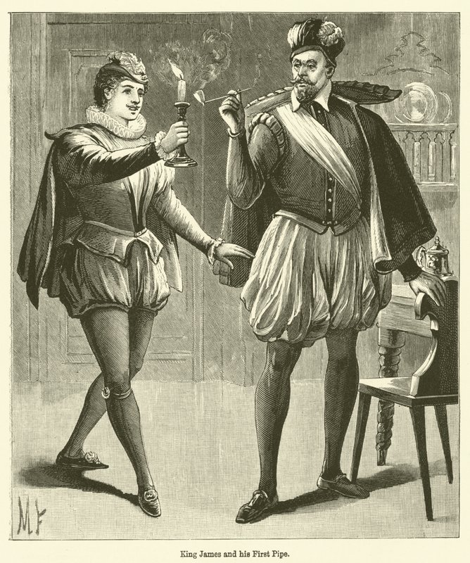 King James og hans første rør (gravering) af English School