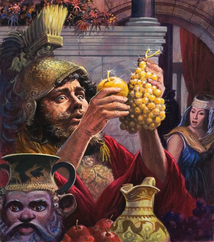 King Midas (gouache på papir) af English School