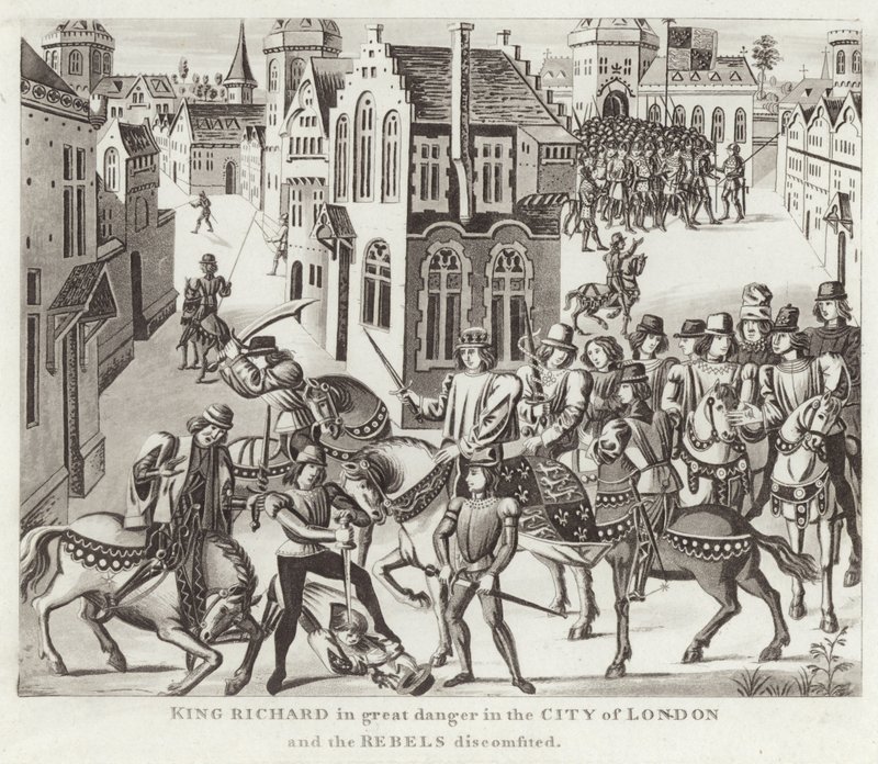 Kong Richard i stor fare i City of London og oprørerne blev utilpas af English School