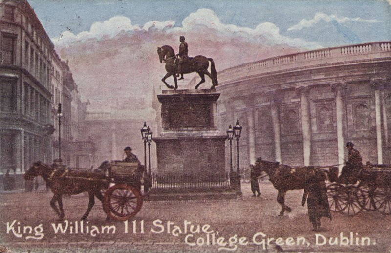Kong William III Statue (farvet foto) af English School