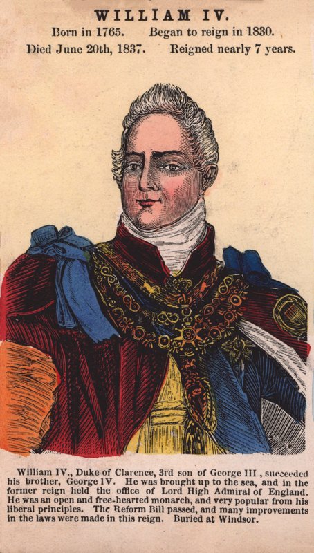 Kong William IV (farvet gravering) af English School