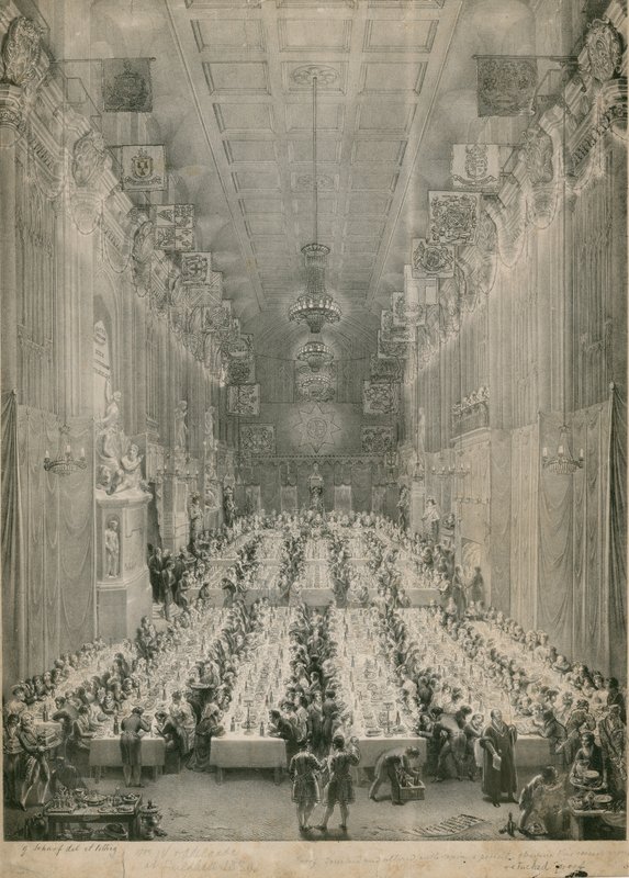 Kong William IV og Adelaide i Guildhall, London, 1834 af English School