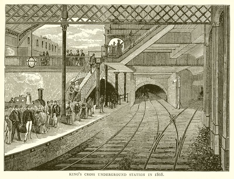 Kings Cross undergrundsstation i 1868 af English School
