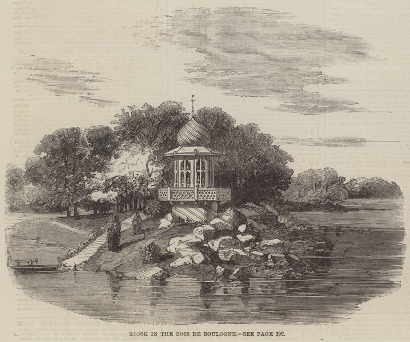 Kiosk i Bois de Boulogne (gravering) af English School