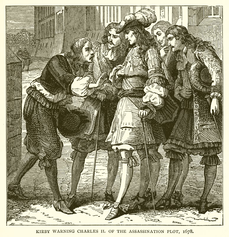 Kirby advarer Charles II om mordplanen, 1678 af English School