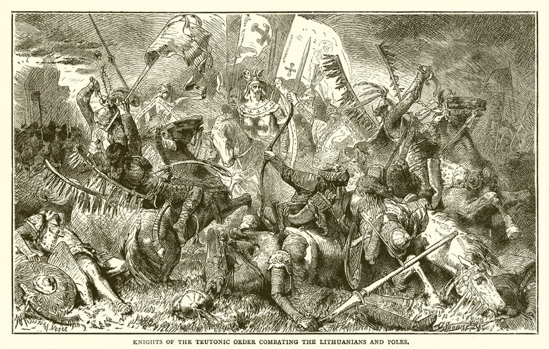 Riddere af den teutoniske orden, der bekæmper litauerne og polakkerne af English School