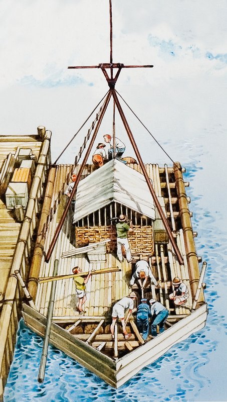 Kon-Tiki er konstrueret af balsatræ af English School