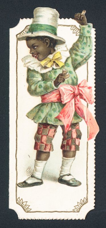Etiket med et billede af et sort barn af English School