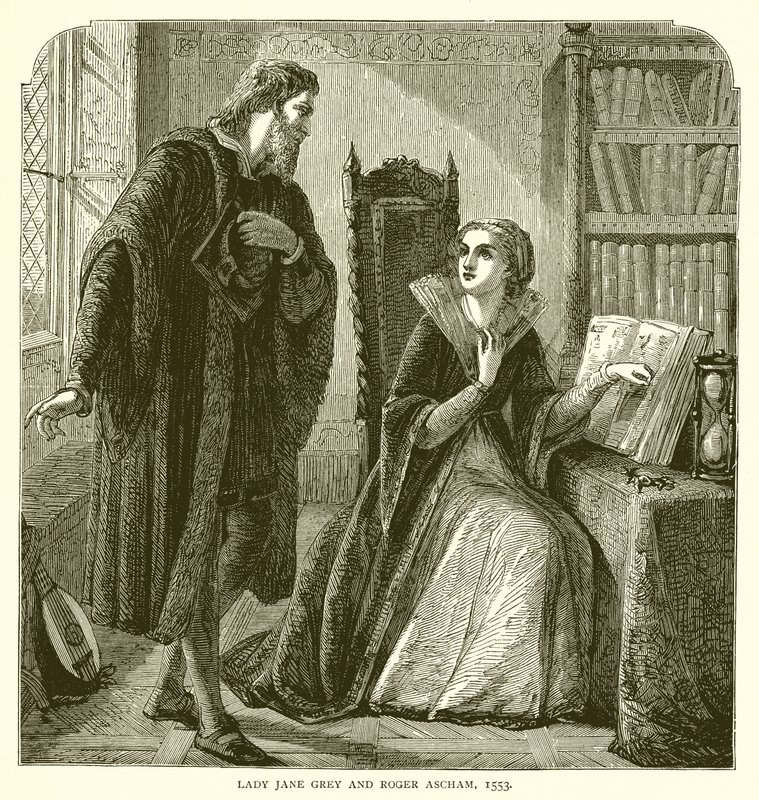 Lady Jane Gray og Roger Ascham, 1553 af English School