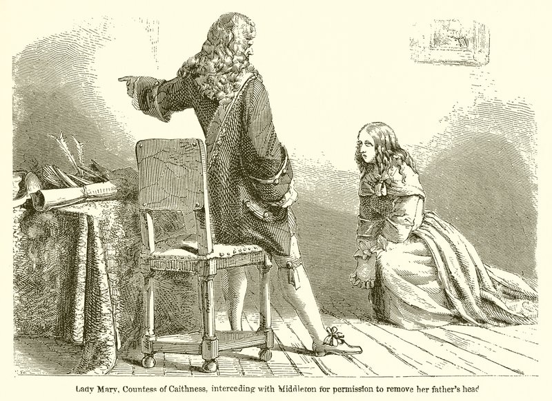 Lady Mary, grevinde af Caithness, går i forbøn hos Middleton om tilladelse til at fjerne hendes fars hoved af English School