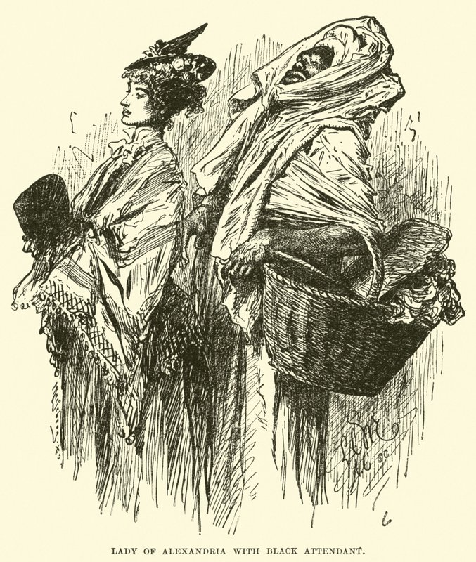 Lady of Alexandria med Black Attendant af English School