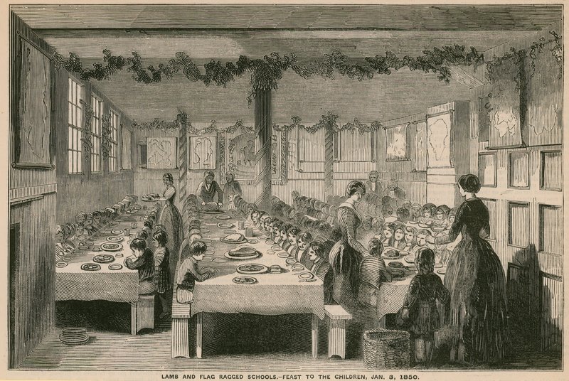 Lam og Flag Ragged School, fest for børnene, 3. januar 1850 af English School