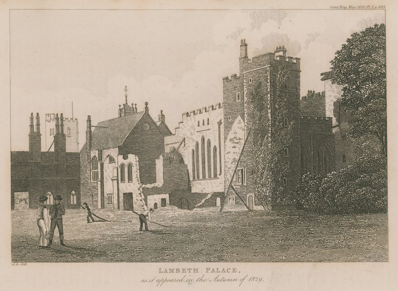 Lambeth Palace, som det så ud i efteråret 1829 af English School