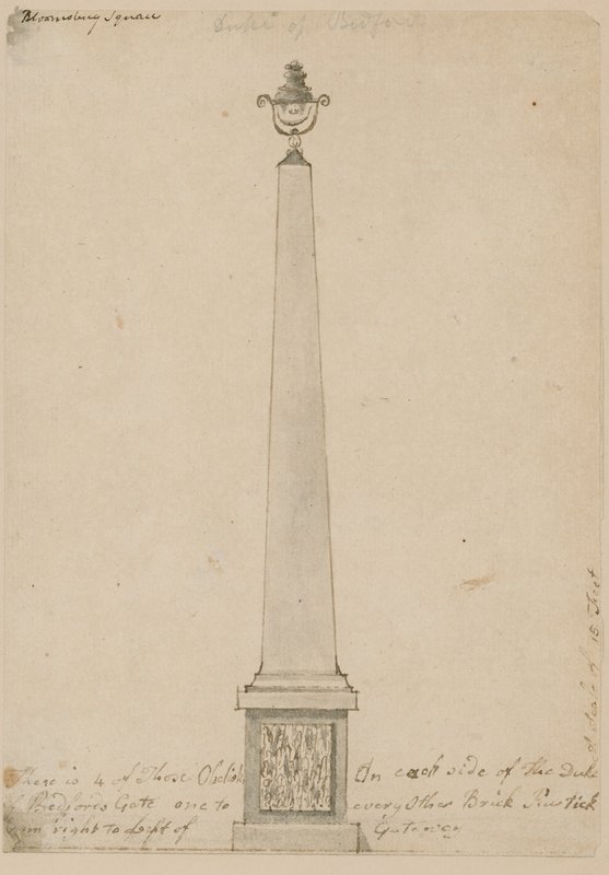 Lampe nær Bedford House, London, taget ned i 1799 af English School