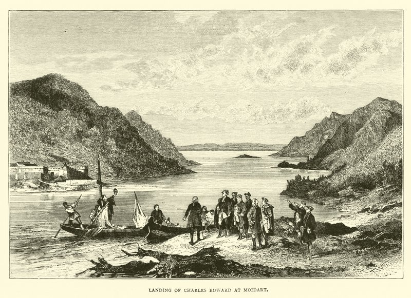 Landgang af Charles Edward ved Moidart af English School