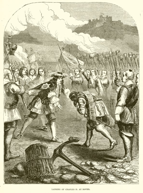 Landgang af Charles II. ved Dover af English School