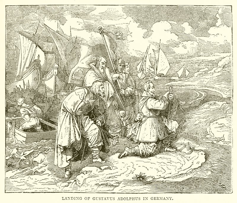 Landgang af Gustavus Adolphus i Tyskland af English School