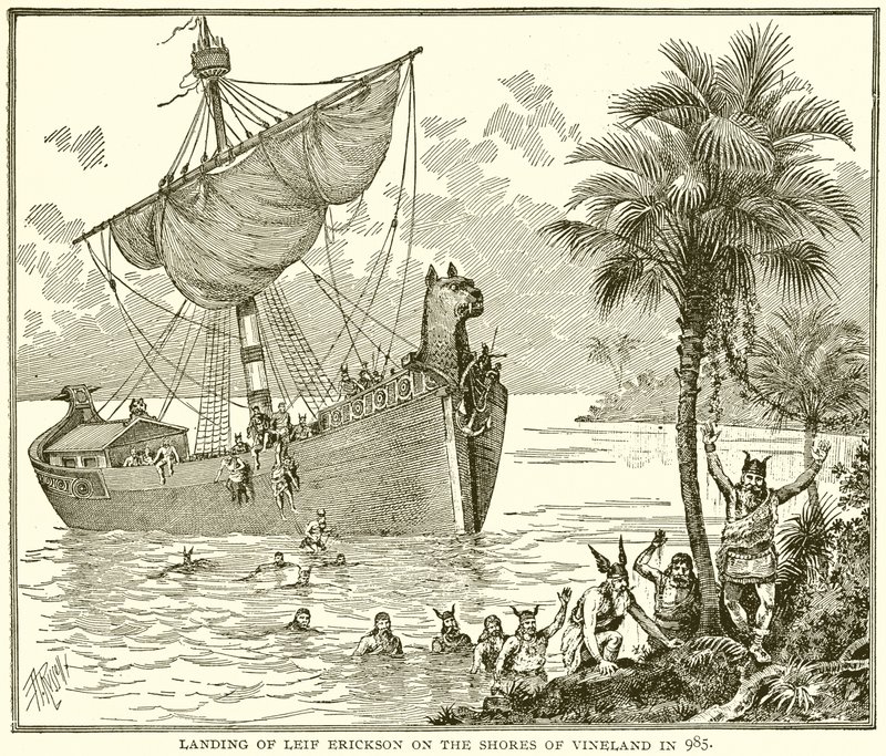 Landgang af Leif Erickson på kysterne i Vineland i 985 af English School