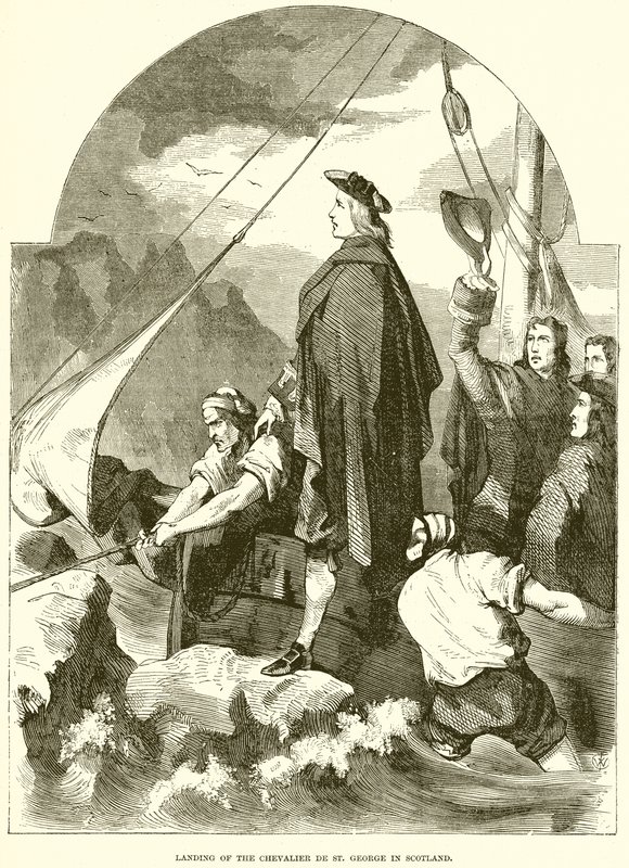 Landgang af Chevalier de St. George i Skotland af English School