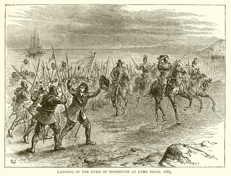 Landgang af hertugen af Monmounth ved Lyme Regis, 1685 af English School