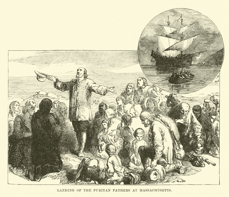 De puritanske fædres landgang i Massachusetts af English School